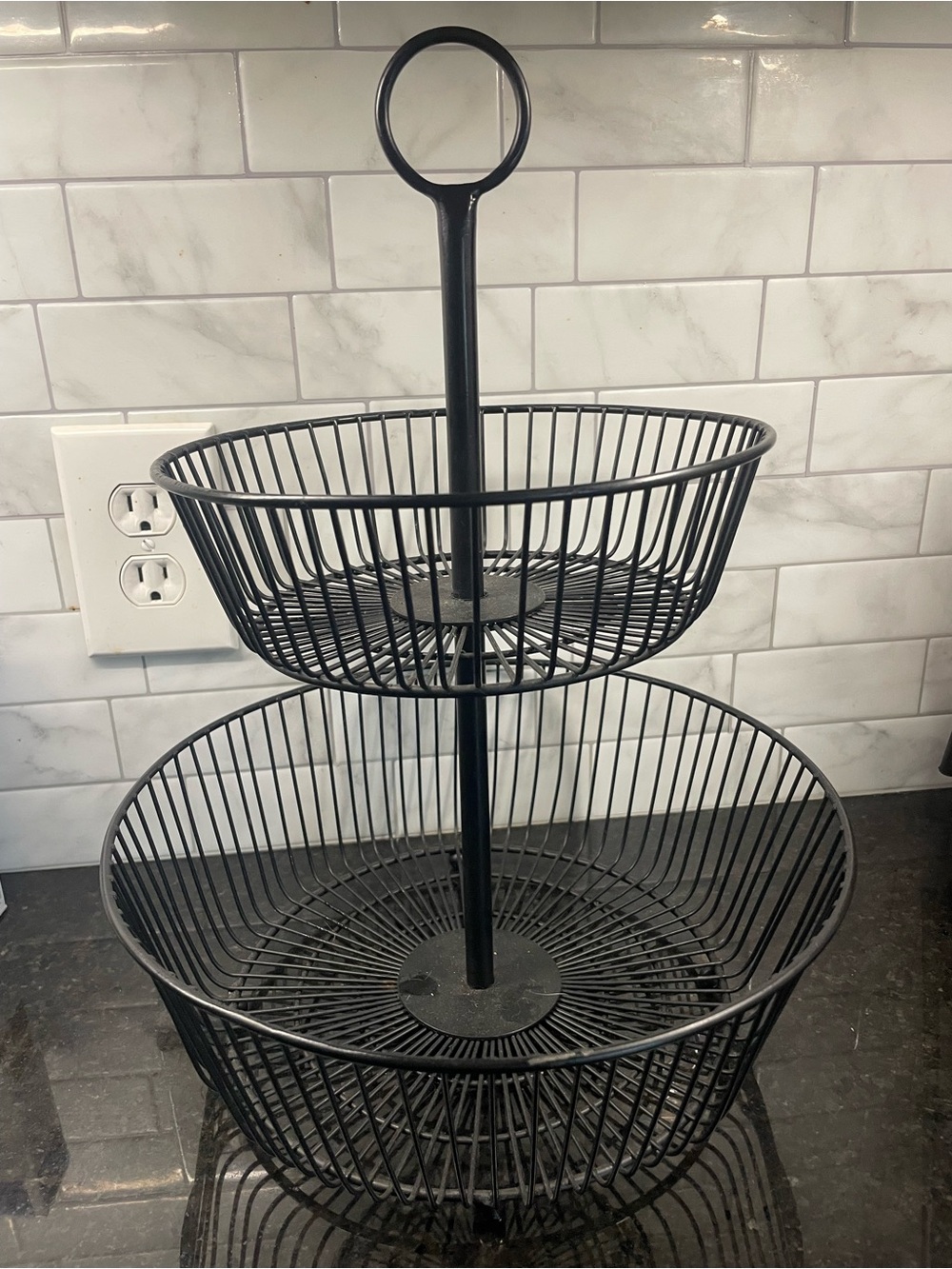 Threshold Black Metal Wire Two Tier Fruit Basket